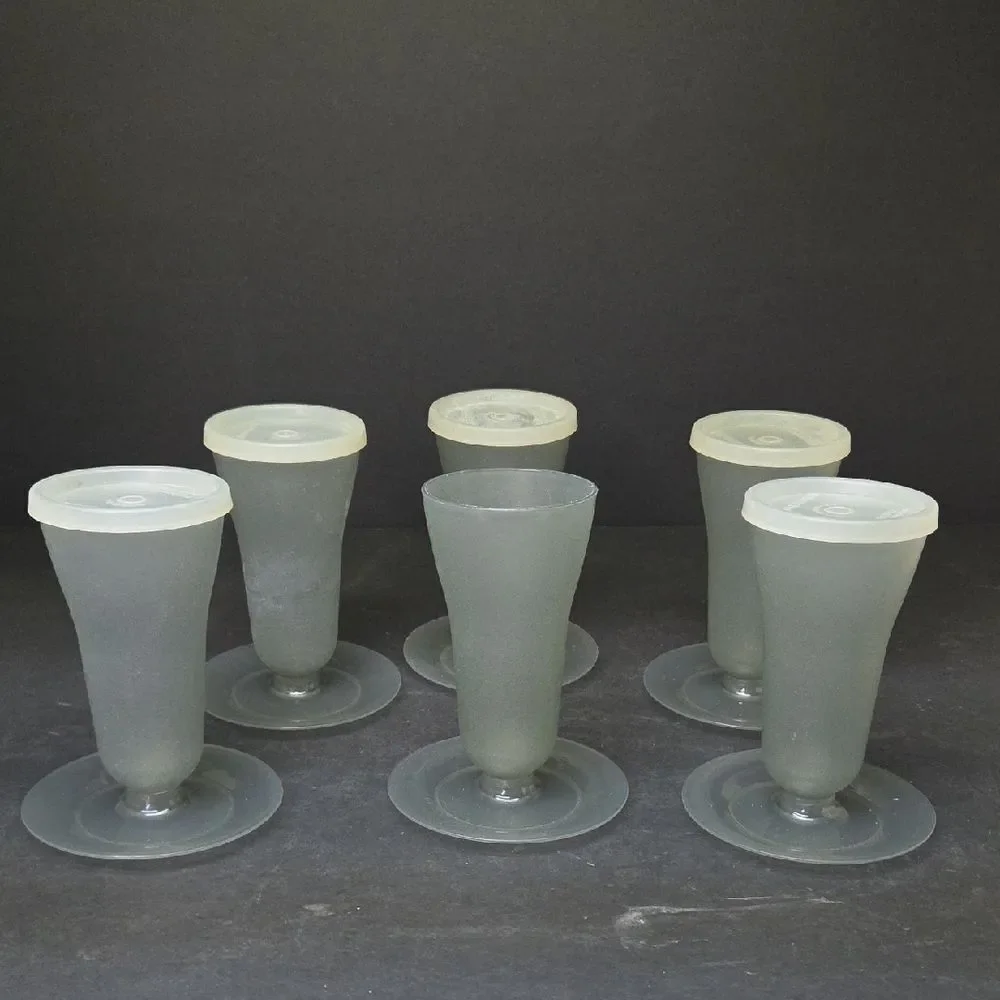 Vintage Tupperware Cups 754 Tall Sundae Parfait Set‎ Of 6 Smoke Gray